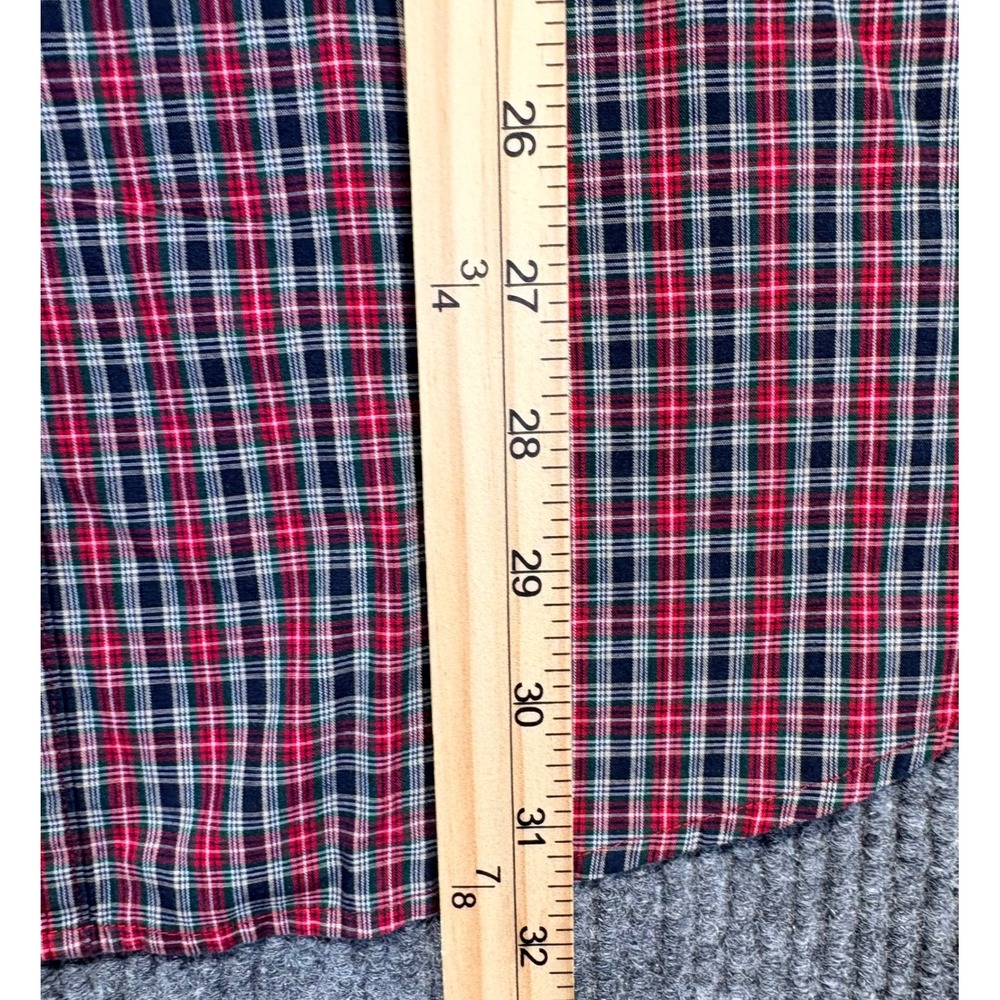 Chaps Ralph Lauren Mens XL Long Sleeve Plaid Button Down Shirt Red Navy Blue - Picture 7 of 7